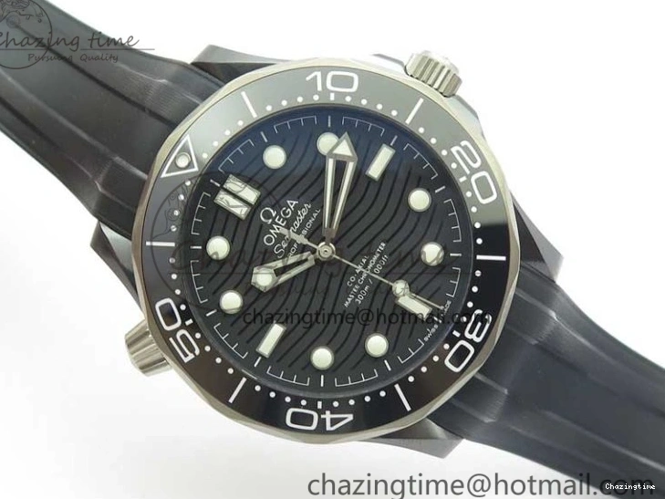 0130 Seamaster Diver 300M Real Ceramic Case VSF 1:1 Best Edition on Black Rubber Strap A8806 (Free Nato) SunProtective 7935